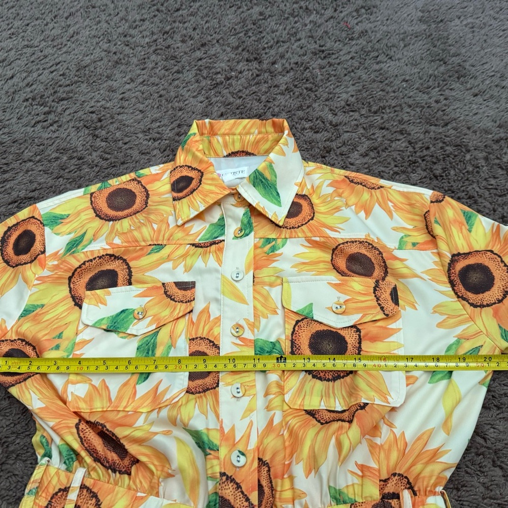 L’Atiste Sunflower Satin Jumpsuit Short Sleeve Jogger Oversized Size S Small - Picture 5 of 9